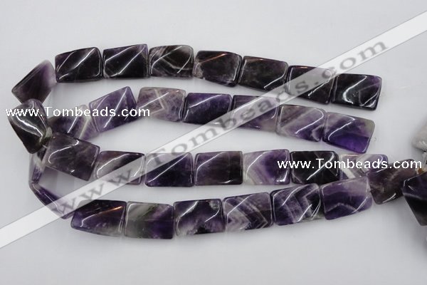 CTW392 15.5 inches 18*25mm twisted rectangle dogtooth amethyst beads