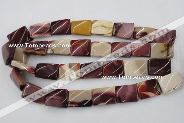 CTW393 15.5 inches 18*25mm twisted rectangle mookaite gemstone beads