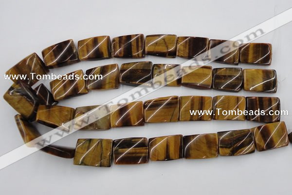 CTW394 15.5 inches 18*25mm twisted rectangle yellow tiger eye beads