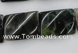 CTW395 15.5 inches 18*25mm twisted rectangle moss agate beads