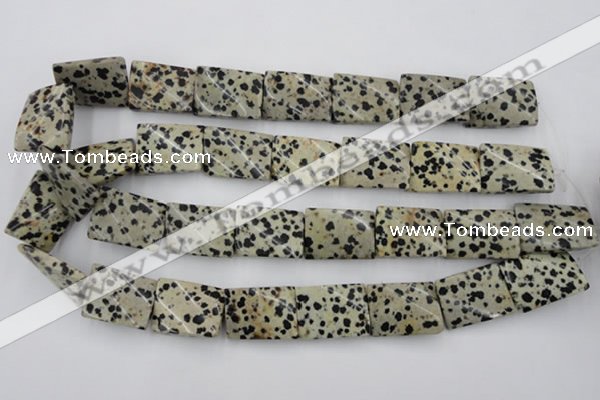 CTW397 15.5 inches 18*25mm twisted rectangle dalmatian jasper beads