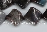 CTW41 15.5 inches 15*15mm twisted diamond moss agate beads