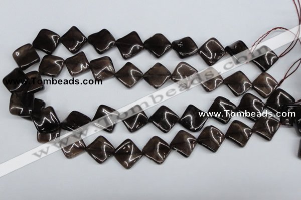 CTW42 15.5 inches 15*15mm twisted diamond smoky quartz beads