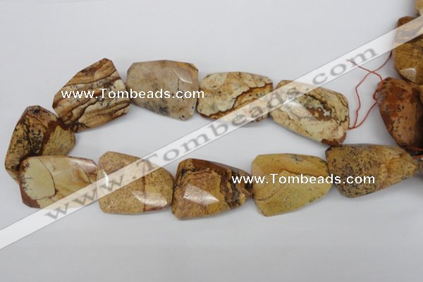 CTW425 15.5 inches 32*42mm faceted & twisted picture jasper beads