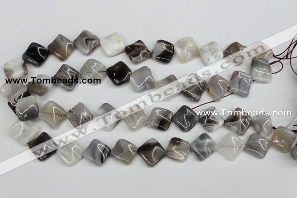 CTW43 15.5 inches 15*15mm twisted diamond botswana agate beads