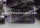 CTW453 20*38mm faceted & twisted rectangle dogtooth amethyst beads