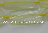 CTW455 20*38mm faceted & twisted rectangle lemon quartz beads