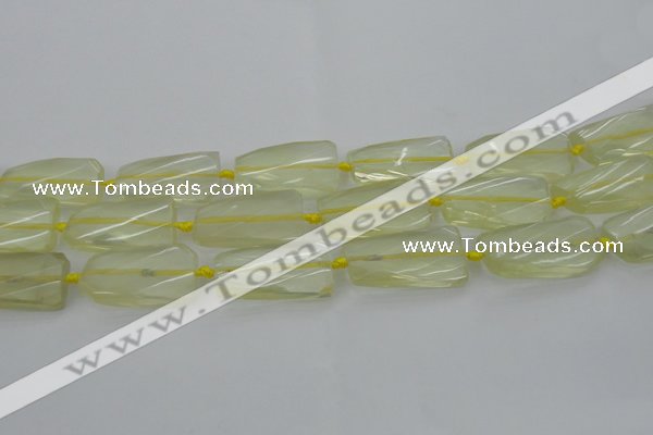 CTW455 20*38mm faceted & twisted rectangle lemon quartz beads