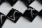 CTW46 15.5 inches 15*15mm twisted diamond black agate beads