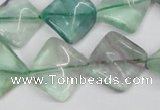 CTW47 15.5 inches 15*15mm twisted diamond fluorite beads