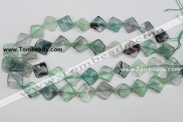 CTW47 15.5 inches 15*15mm twisted diamond fluorite beads