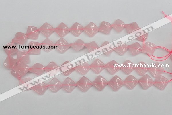 CTW48 15.5 inches 15*15mm twisted diamond rose quartz beads