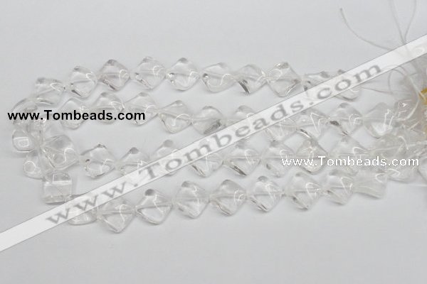 CTW49 15.5 inches 15*15mm twisted diamond white crystal beads