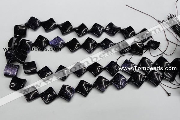 CTW50 15.5 inches 15*15mm twisted diamond blue goldstone beads