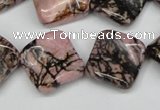 CTW51 15.5 inches 15*15mm twisted diamond rhodonite beads