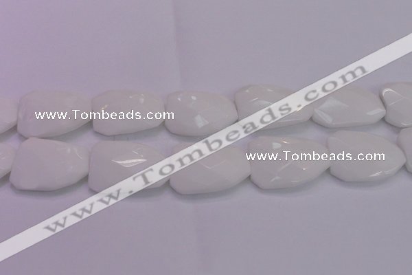 CTW515 15.5 inches 30*40mm faceted & twisted white porcelain beads