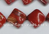 CTW52 15.5 inches 15*15mm twisted diamond red jasper beads