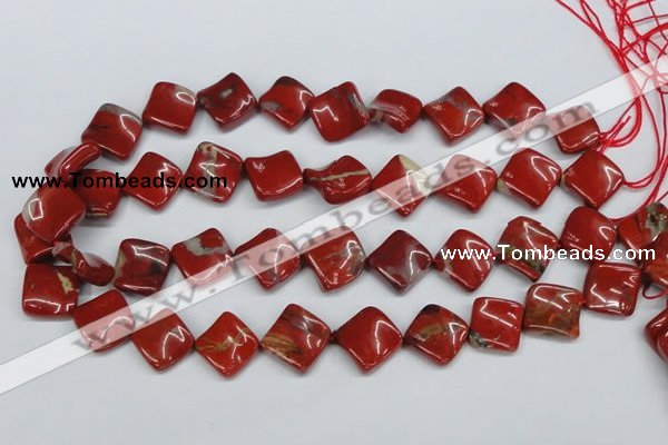 CTW52 15.5 inches 15*15mm twisted diamond red jasper beads