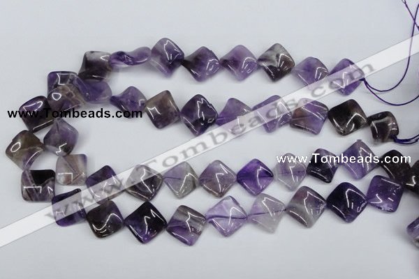 CTW56 15.5 inches 15*15mm twisted diamond amethyst gemstone beads