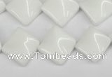 CTW57 15.5 inches 15*15mm twisted diamond white agate beads