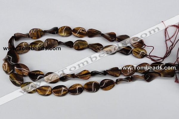 CTW63 15.5 inches 13*18mm twisted oval yellow tiger eye beads