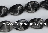 CTW64 15.5 inches 13*18mm twisted oval black labradorite beads