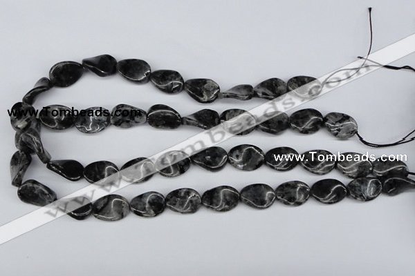 CTW64 15.5 inches 13*18mm twisted oval black labradorite beads