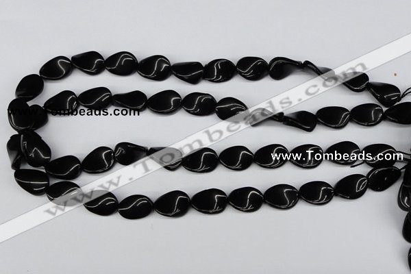 CTW66 15.5 inches 13*18mm twisted oval black agate beads