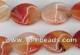 CTW73 15.5 inches 15*20mm twisted oval agate gemstone beads