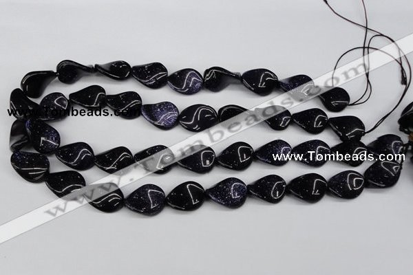 CTW79 15.5 inches 15*20mm twisted oval blue goldstone beads