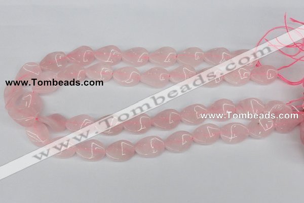 CTW80 15.5 inches 15*20mm twisted oval rose quartz beads