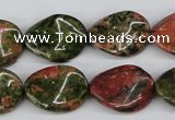 CTW81 15.5 inches 15*20mm twisted oval unakite gemstone beads