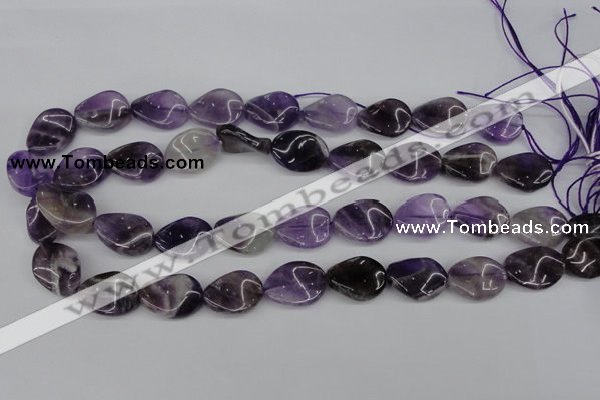 CTW83 15.5 inches 15*20mm twisted oval amethyst gemstone beads