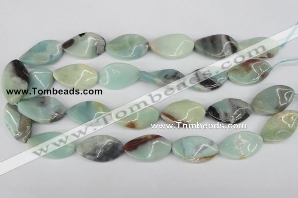 CTW91 15.5 inches 18*30mm twisted oval amazonite gemstone beads