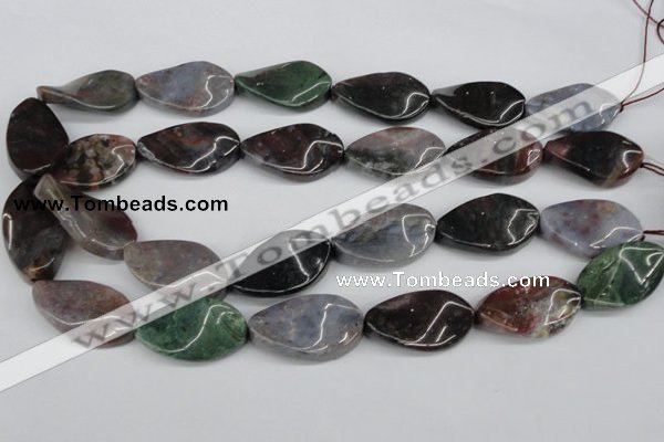 CTW92 15.5 inches 18*30mm twisted oval Indian agate gemstone beads