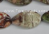 CTW93 15.5 inches 18*30mm twisted oval rainforest agate gemstone beads