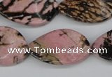 CTW95 15.5 inches 18*30mm twisted oval rhodonite gemstone beads