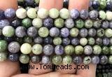 CTZ544 15 inches 8mm round tanzanite & tsavorite beads