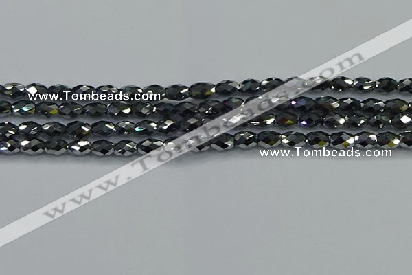 CTZ647 15.5 inches 6*9mm faceted rice terahertz beads wholesale