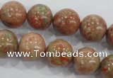 CUG105 15.5 inches 14mm round Chinese unakite beads wholesale