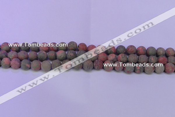 CUG185 15.5 inches 14mm round matte unakite gemstone beads