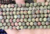 CUG191 15.5 inches 6mm round matte unakite beads wholesale