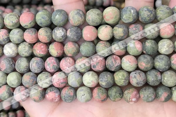 CUG192 15.5 inches 8mm round matte unakite beads wholesale