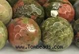 CUG198 15 inches 12mm faceted round unakite beads wholesale