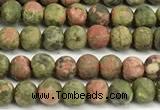 CUG205 15 inches 4mm round matte unakite beads