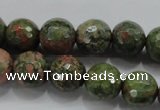 CUG302 15.5 inches 8mm faceted round unakite gemstone beads