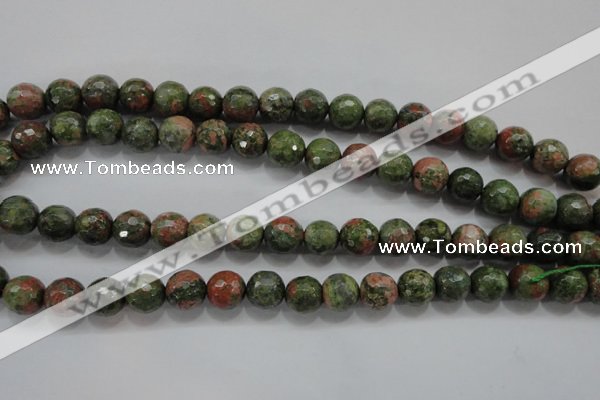 CUG302 15.5 inches 8mm faceted round unakite gemstone beads