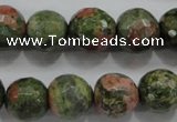 CUG303 15.5 inches 10mm faceted round unakite gemstone beads