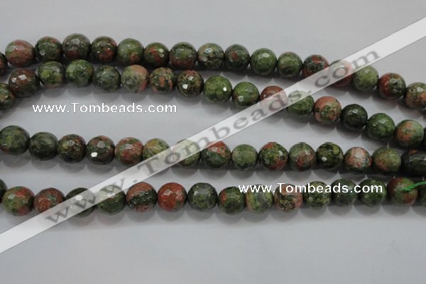 CUG303 15.5 inches 10mm faceted round unakite gemstone beads