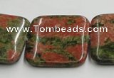 CUG51 16 inches 30*30mm square natural unakite gemstone beads wholesale